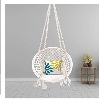 Indoor And Outdoor Hammock Chair Soft Hanging Cotton Rope Macrame Swing Chair Hammock Patio Swing Chair For Adults