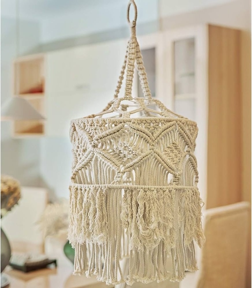 2022 Christmas Decoration Boho Lamp Shades Bohemian Boho Home Decor Lamp Shades Macrame Chandelier for Party Decor All-season