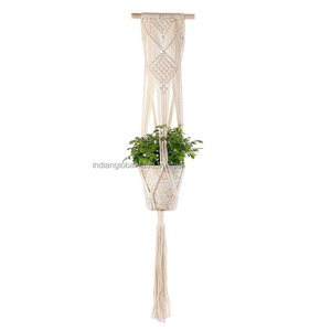 Wall Hanging Planter Holder for Indoor Outdoor Macrame Hand Knitted Hanging Plant Decor Accessories