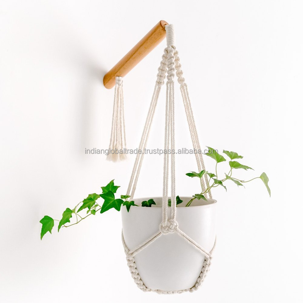 Wall Hanging Planter Holder for Indoor Outdoor Macrame Hand Knitted Hanging Plant Decor Accessories