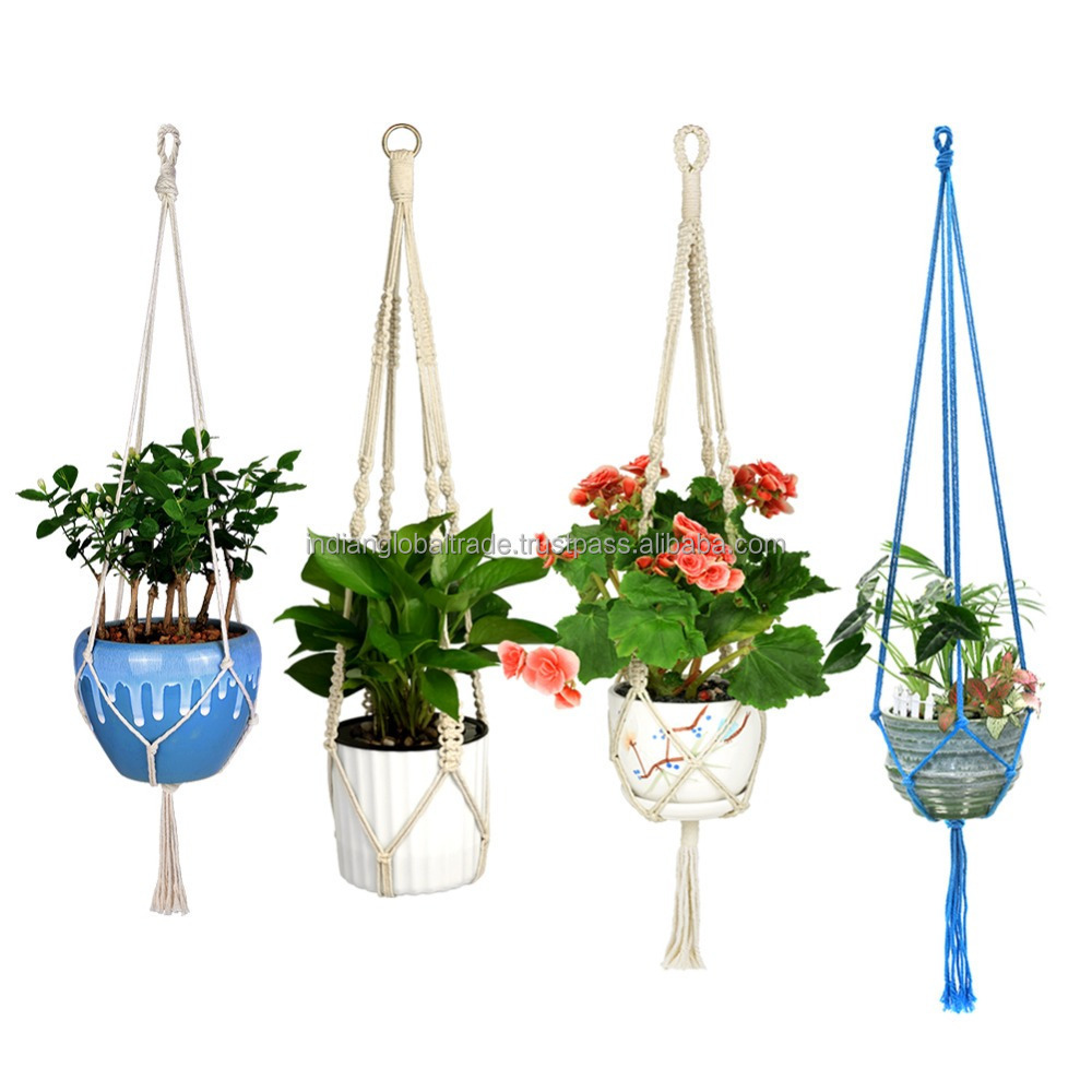 Handmade 100% Cotton Cord Boho Design  Plant Hanger Macrame Plant hanger For Home, Party Decoration