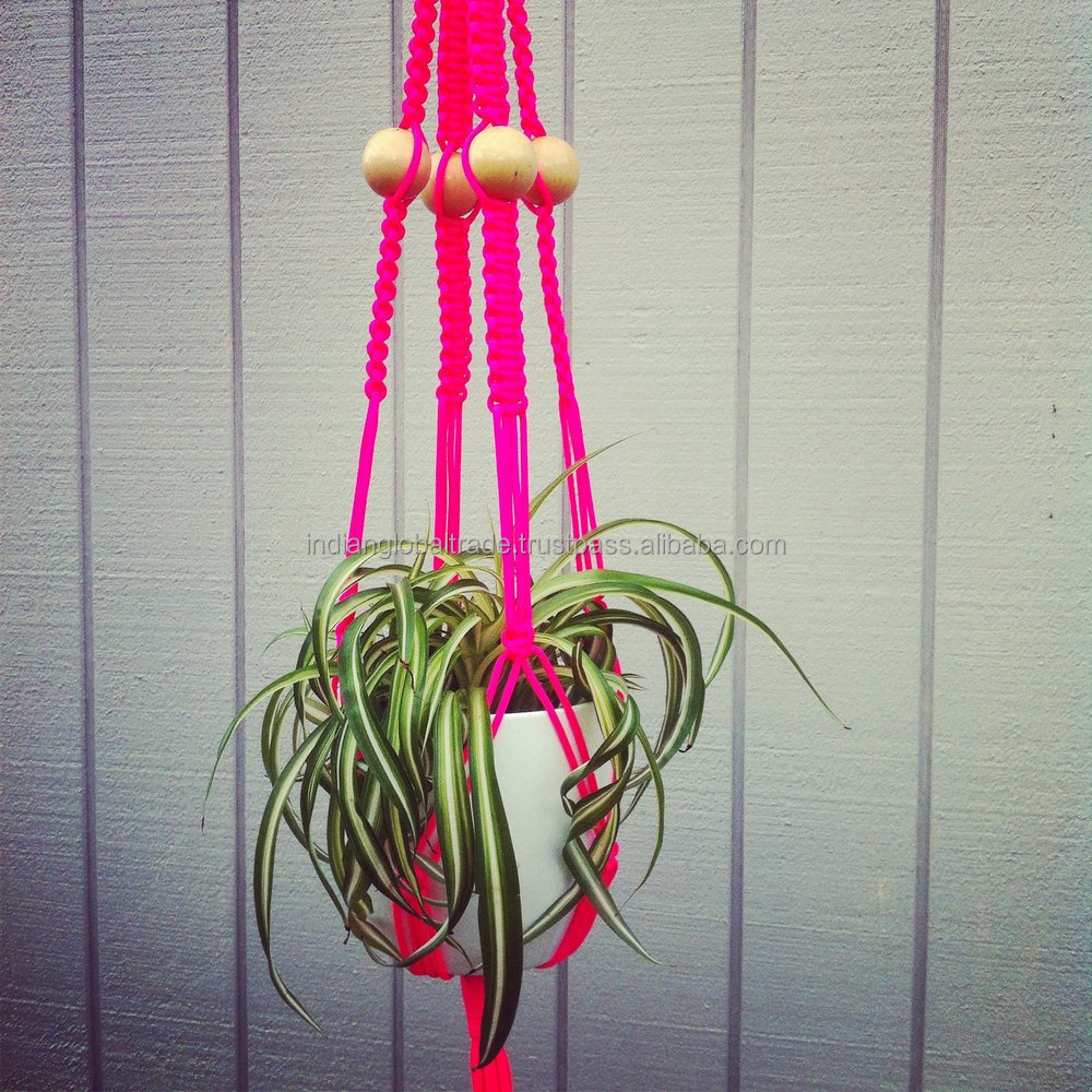 Handmade 100% Cotton Cord Boho Design  Plant Hanger Macrame Plant hanger For Home, Party Decoration