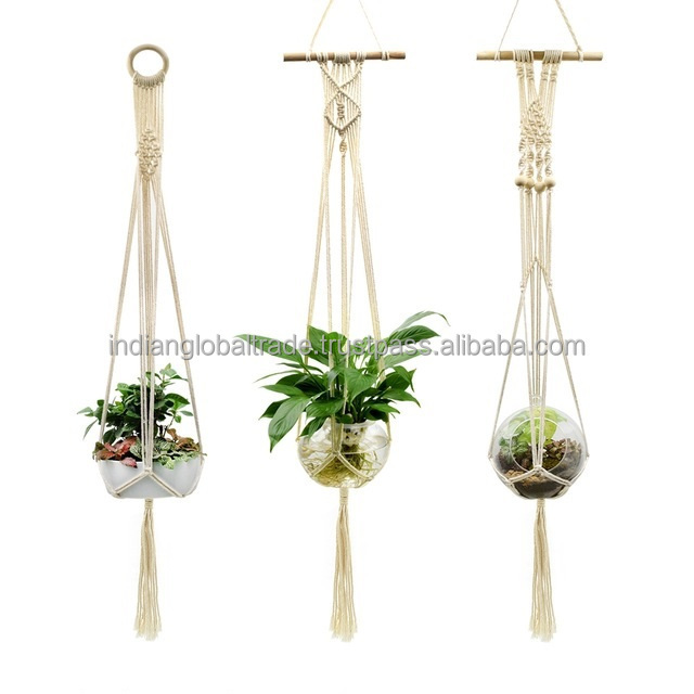 Handmade 100% Cotton Cord Boho Design  Plant Hanger Macrame Plant hanger For Home, Party Decoration