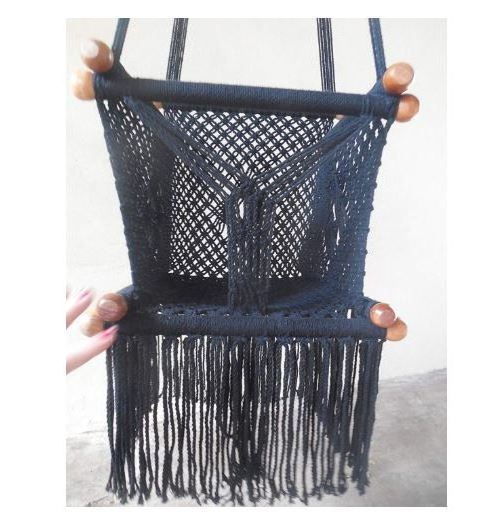 Baby Hanging Chair Handmade Macrame Cotton Black Cotton Woven Macrame Hanging swing Macrame Rope Swing Chair for baby