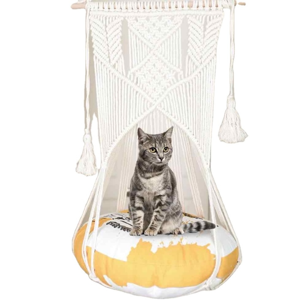 Top Selling Boho Handwoven Macrame Hammock Swing Hammock Macrame Cat Swing Hanger Boho Pet Hammock