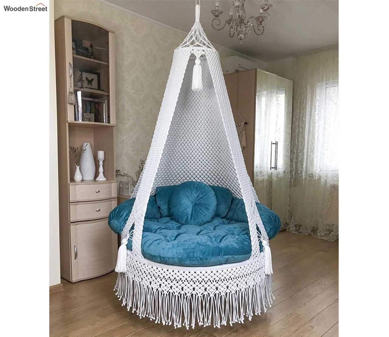 Indoor Outdoor Macrame Hammock Chair Boho Style Indoor and Outdoor Reading Swing Chair Boho Hanging Seat