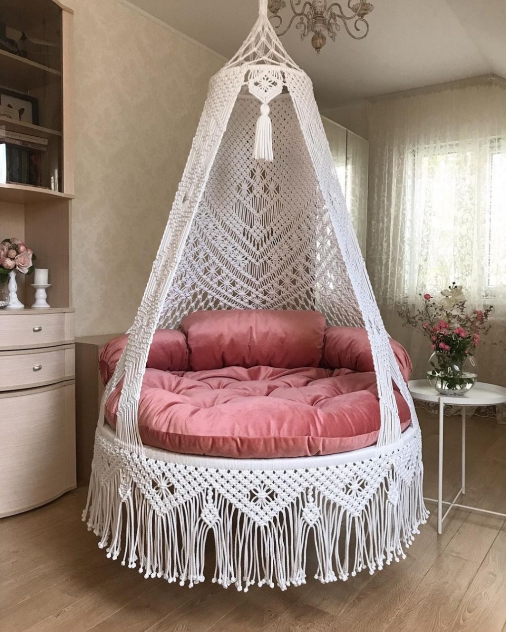 Handmade Macrame Outdoor Hammock Swing Chairs and Indoor Balcony Swing Hammock Chair With Cushion