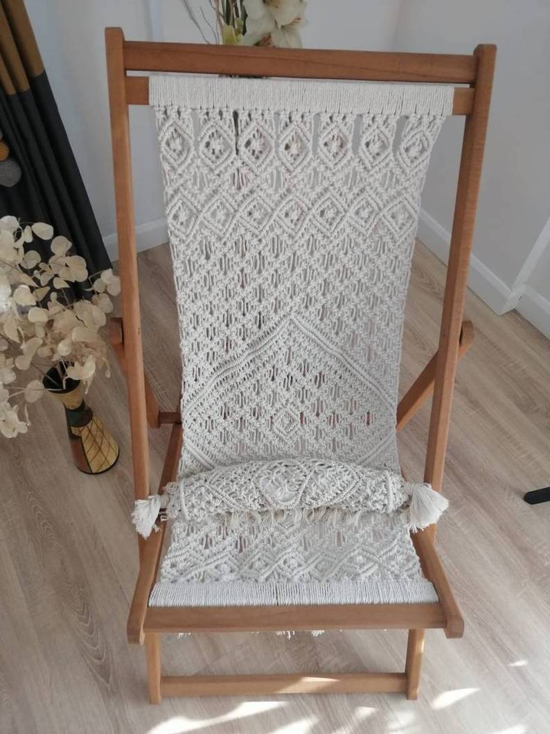 Hot Selling High Quality Handmade Macrame Chairs Fold Outdoor 100% Cotton Chair From India