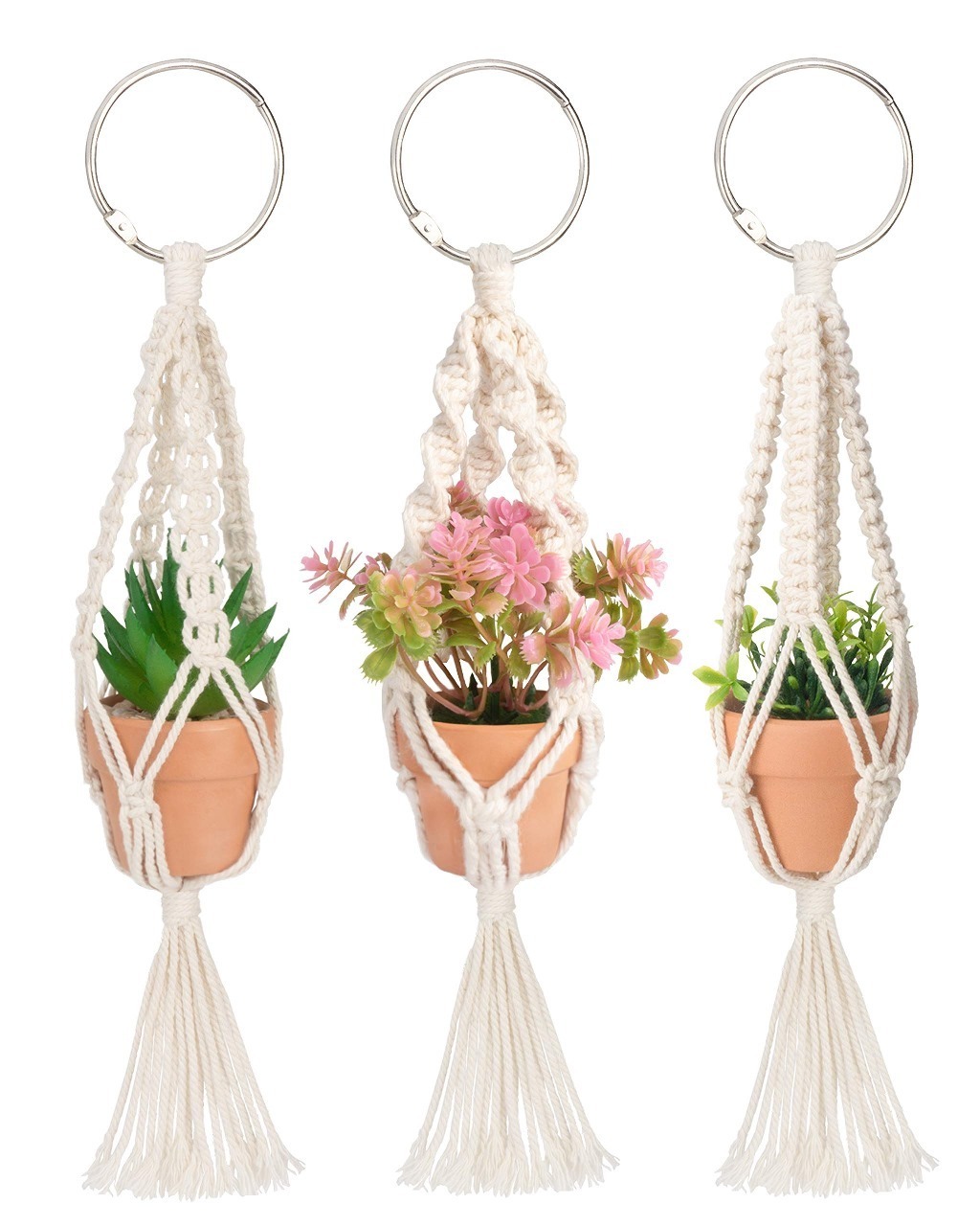 Unique Designs Handmade Cotton Rope Hanging Flower Pots Holder Stand for Indoor Outdoor at Wholesale from India