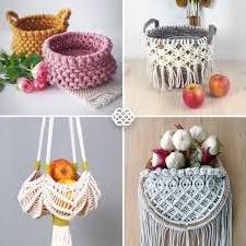 Macrame Decorative Cotton Rope Basket Boho Cute Woven Tassel Closet Storage Bins Organizer for Nursery Baby Toys Blankets