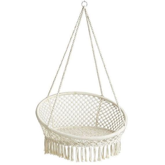 Indoor And Outdoor Hammock Chair Soft Hanging Cotton Rope Macrame Swing Chair Hammock Patio Swing Chair For Adults