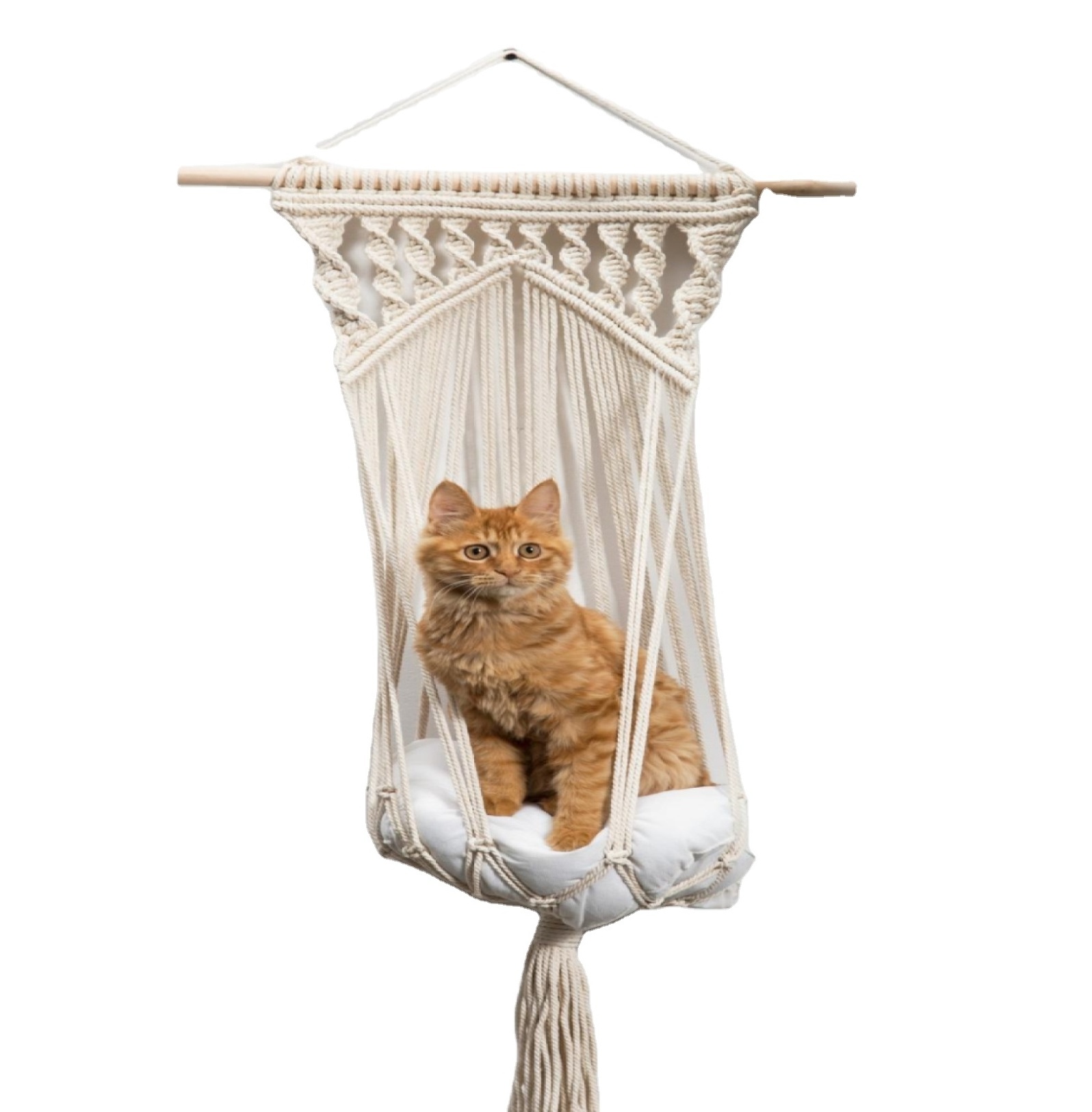 Macrame cat hammock Woven wall hanging dog bed Dip dye macrame cat swing Cat lover birthday gifts boho large pet furnitures