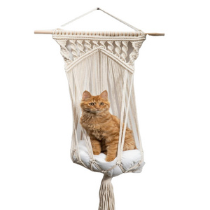 Macrame cat hammock Woven wall hanging dog bed Dip dye macrame cat swing Cat lover birthday gifts boho large pet furnitures