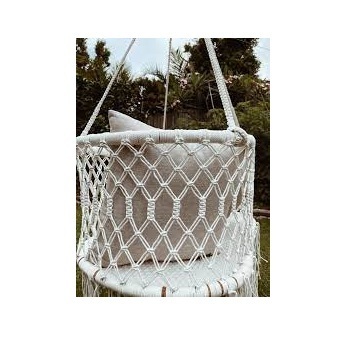 Indoor Outdoor Macrame Bassinet Boho Hanging Baby Crib Soft Cotton Rope Comfortable Hanging Swing Bed For Baby