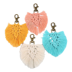 Macrame Leaf Keychain Macrame Boho Keychain In Leaf Shape Colorful Macrame Decorative Key Chain Boho Decor