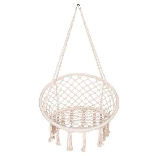 Round Boho Style Hammock Hanging Chair Soft And Durable Fully Hand Made Cotton Rope Macrame Indoor Outdoor Swing Chair