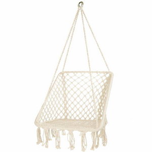 Indoor And Outdoor Hammock Chair Soft Hanging Cotton Rope Macrame Swing Chair Hammock Patio Swing Chair For Adults