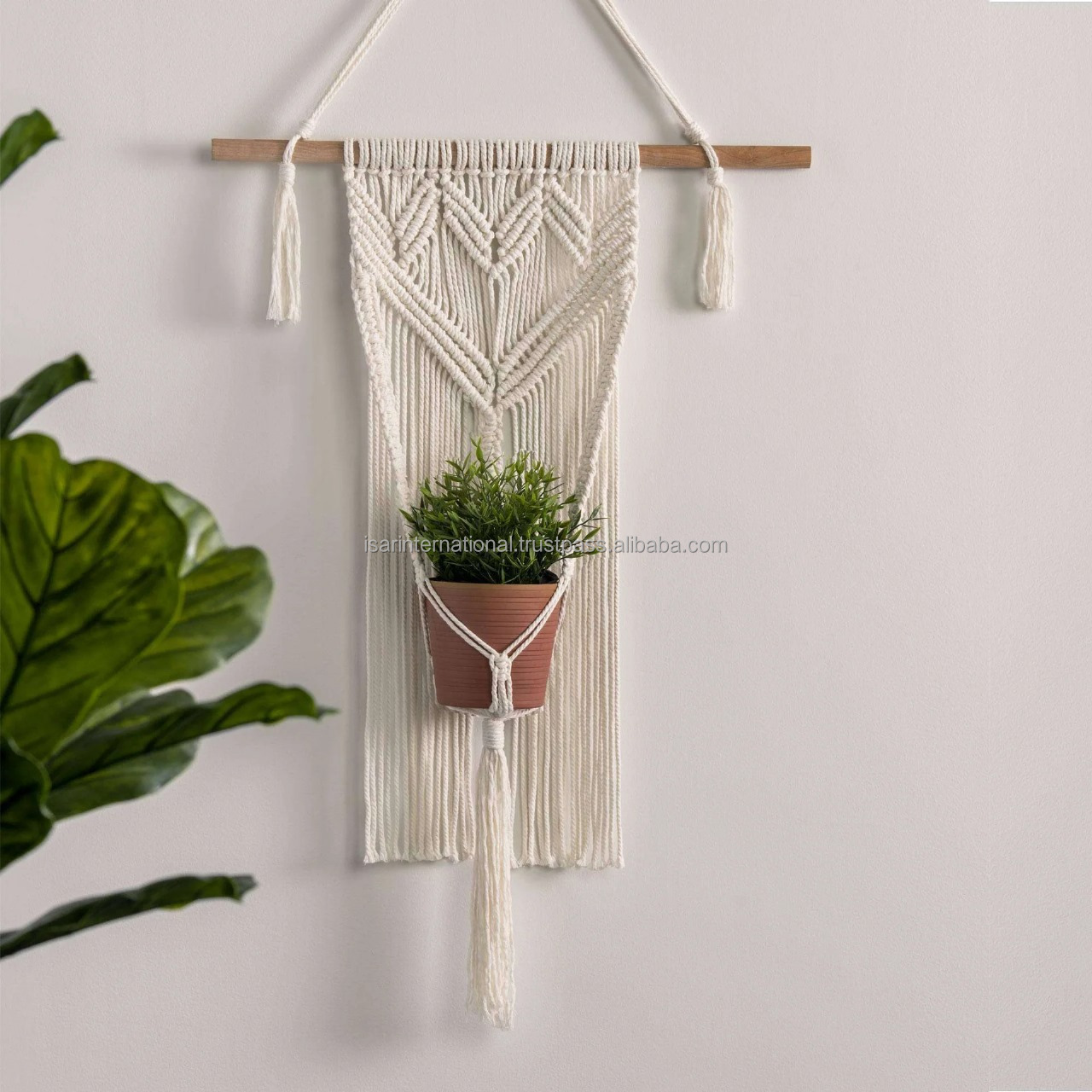 Unique Designs Handmade Cotton Rope Hanging Flower Pots Holder Stand for Indoor Outdoor at Wholesale from India