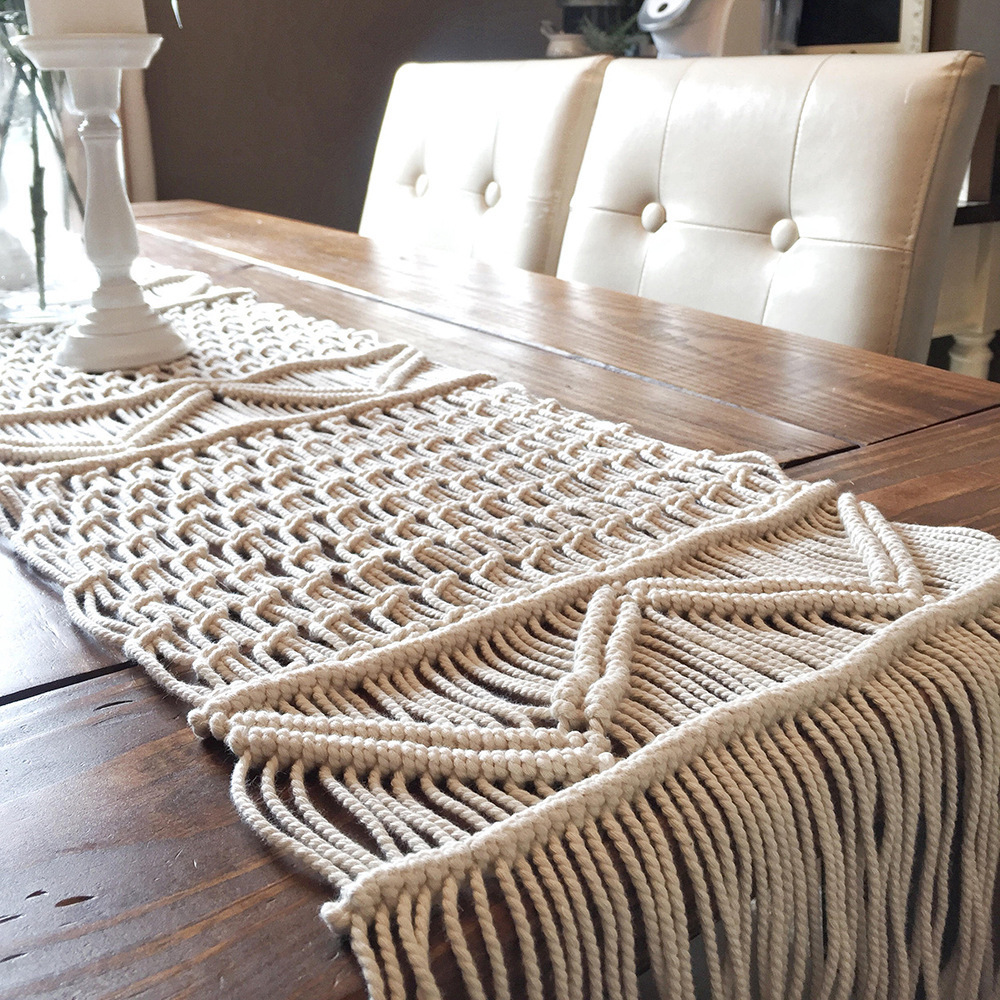 Bohemian Table Runner Handmade Table Bed Tapestry Hand-woven Macrame Table Runner From Isar International LLP