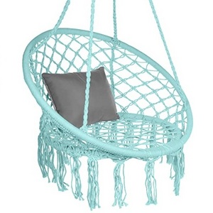 Elegant Blue Color Boho Style Hanging Chair Macrame Pure Cotton Swing Chair Hand Woven Cotton Chair For Garden,Home