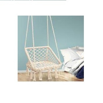 Elegant Blue Color Boho Style Hanging Chair Macrame Pure Cotton Swing Chair Hand Woven Cotton Chair For Garden,Home