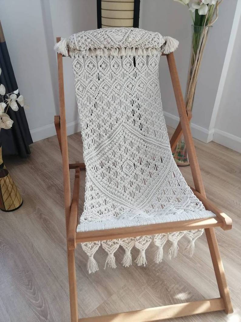 Hot Selling High Quality Handmade Macrame Chairs Fold Outdoor 100% Cotton Chair From India