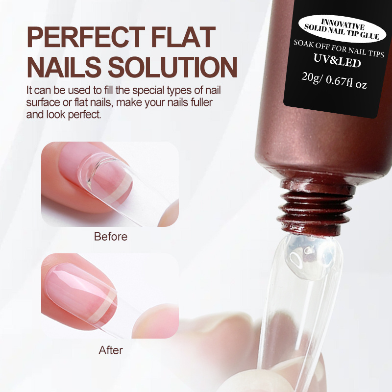 2023 new design press on nail glue gel,solid nail tips glue tube package uv gel long lasting no flow easy use