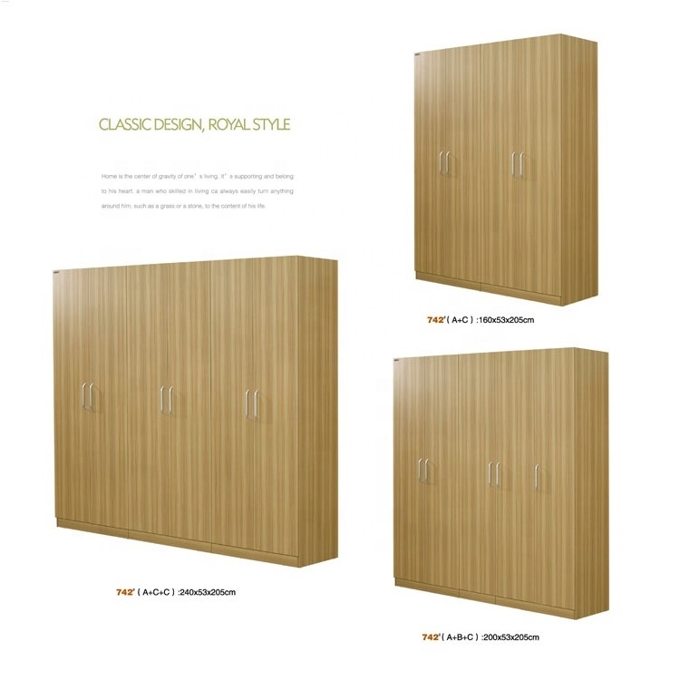 Modern Bedroom Furniture 3 Sliding Door Wooden Wardrobe Bedroom Melamine Wardrobe