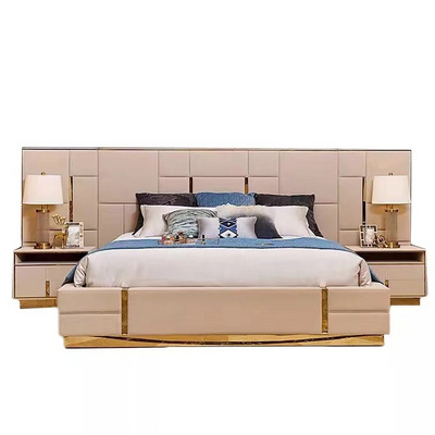 Modern Design Foshan Furniture Leather Bed 1.8 M Double Bed Linen Fabric Super King Bed