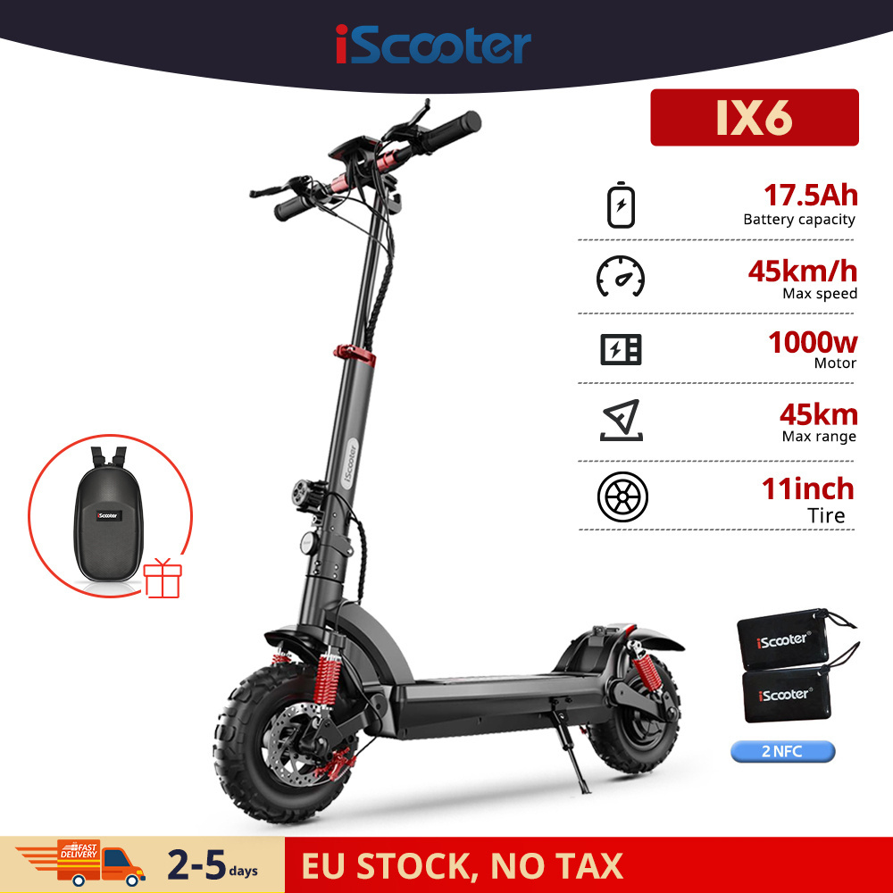 iScooter EU Warehouse Stock  11 inch Two Wheels 1000w 17.5ah 45km/h  Foldable Powerful Adult Electric Scooter