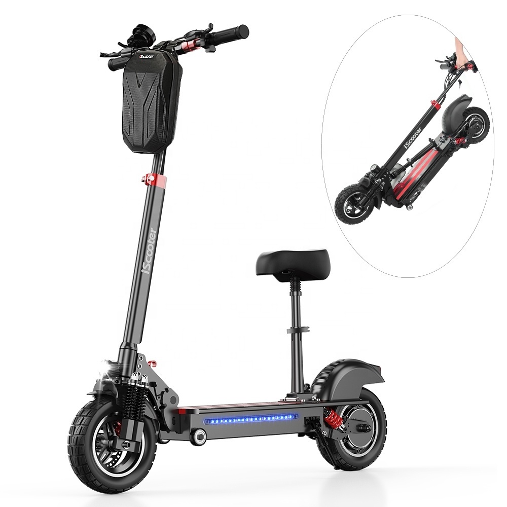 iScooter iX5 15Ah 45KM 1000W 10 Inch Big Wheel Long Range Powerful Foldable Seat Fat Tire Off Road Electric Scooters Adult