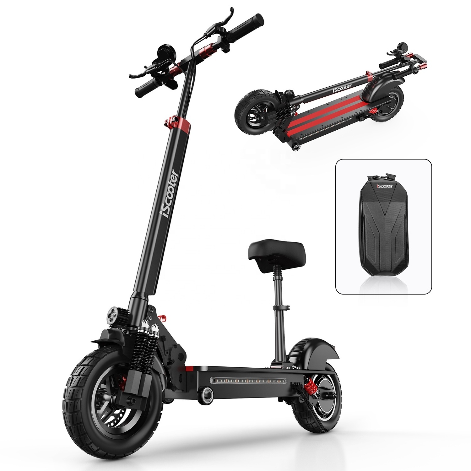 iScooter iX5 15Ah 45KM 1000W 10 Inch Big Wheel Long Range Powerful Foldable Seat Fat Tire Off Road Electric Scooters Adult