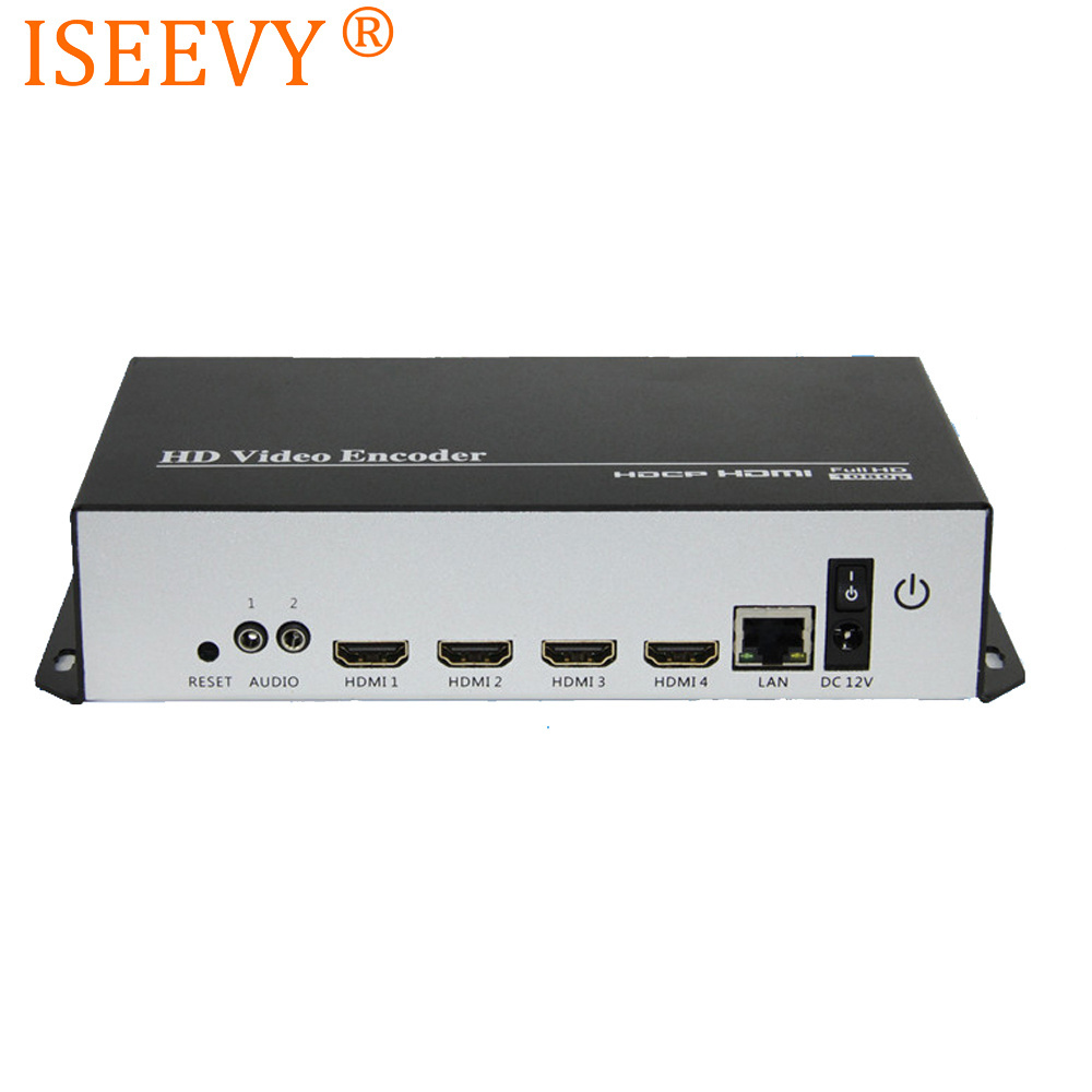 ISEEVY 4 channel  H.265 H.264 HD 1080P 4K30 Video Encoder for IPTV Live Stream support SRT RTMPS RTMP RTSP UDP HTTP