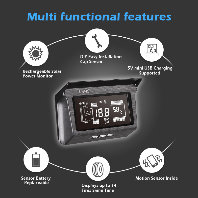 Digital Tmps 5 Sensors Tire Pressure Monitoring system For Truck