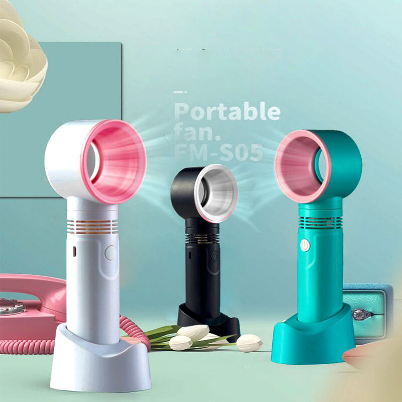 New Zero 9 Portable Bladeless Fan Handheld Silent ReChargeable Cordless Leafless Phone Holder Mini Desktop USB Fan