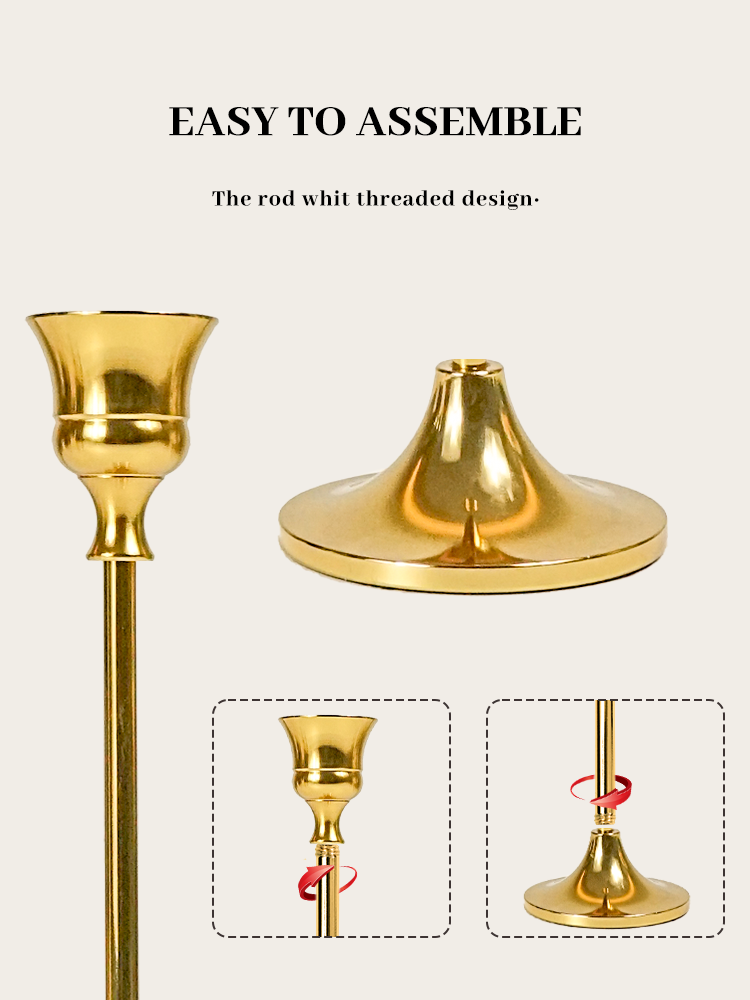 Home Decorative Design Taper Pillar Candle Holders Votive Gold Metal Candle Holder for Candle