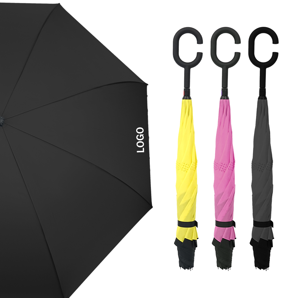 Hot Sales Straight Auto-open Button All-Season Umbrella with C handle and Logo for Children