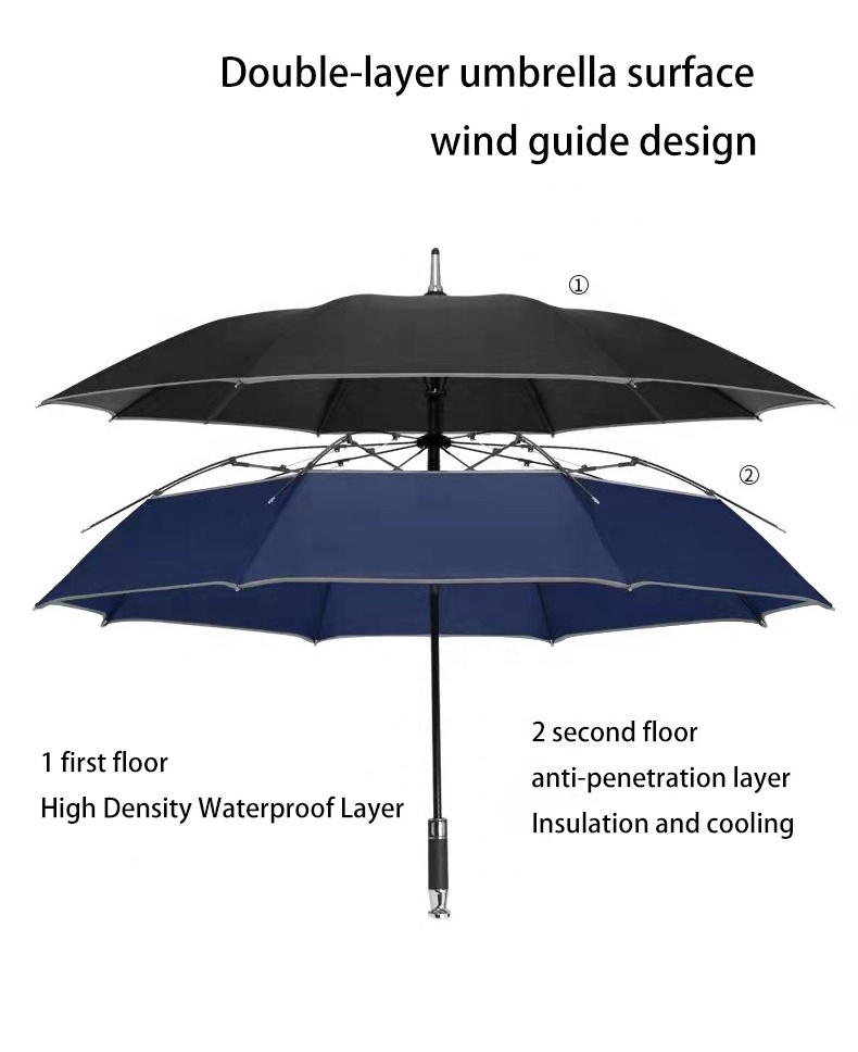 Double Layer 62 Inch And 68 Inch Large Size Custom Printed Golf Umbrella With Custom Logo For Promotion