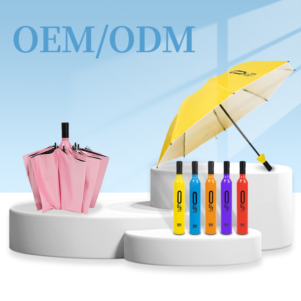 Factory Sale 16-ribs Simple Plain Men's Business Gift Wooden Handle 3 Automatic Folding mini Umbrellas with Logo