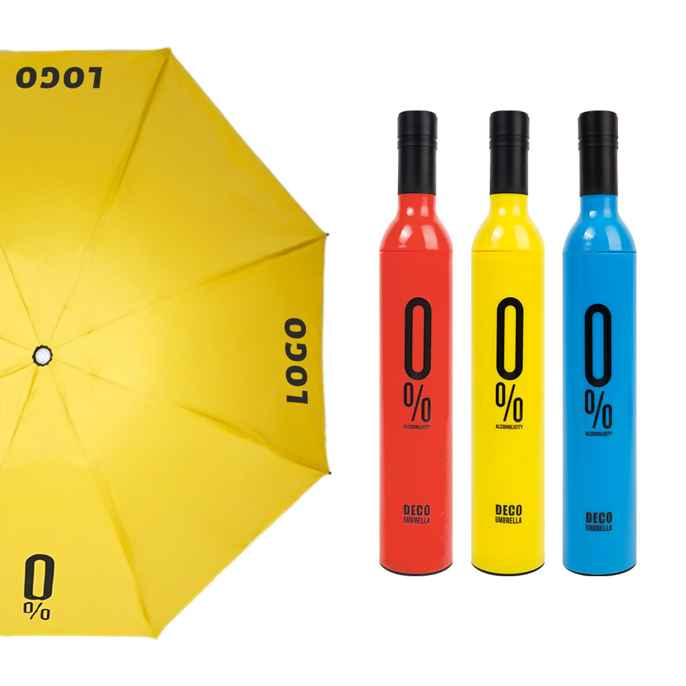 Three-fold Beer Bottle Sun Fashion Gift Sunny  Umbrella for Children with Logo printing