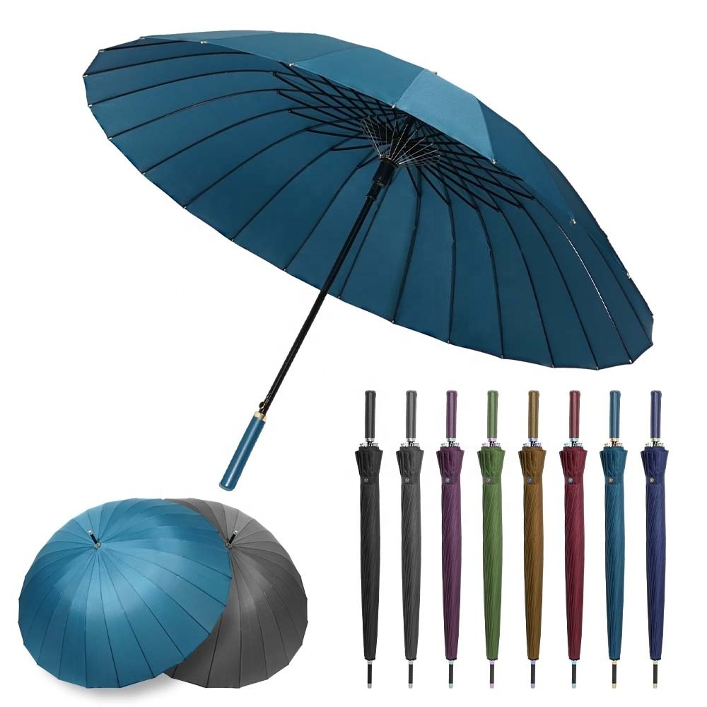 Wholesale Glass Fiber Automatic16K Custom Cane Large Luxury Double Layer Golf Umbrella With Logo Printing