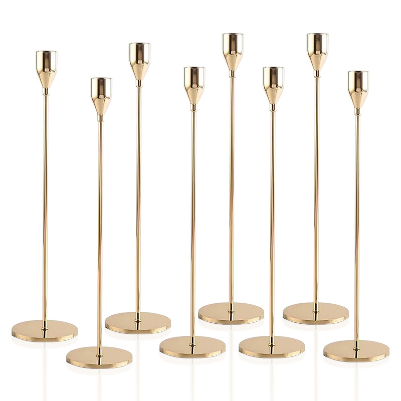 Tall Stick Gold Black Metal Tea Light Pillar Candles Holders Votive Wedding Taper Candle Holder