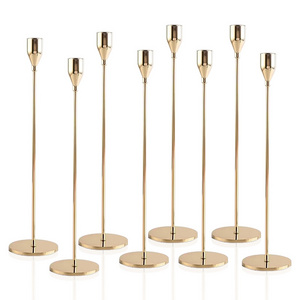 Tall Stick Gold Black Metal Tea Light Pillar Candles Holders Votive Wedding Taper Candle Holder