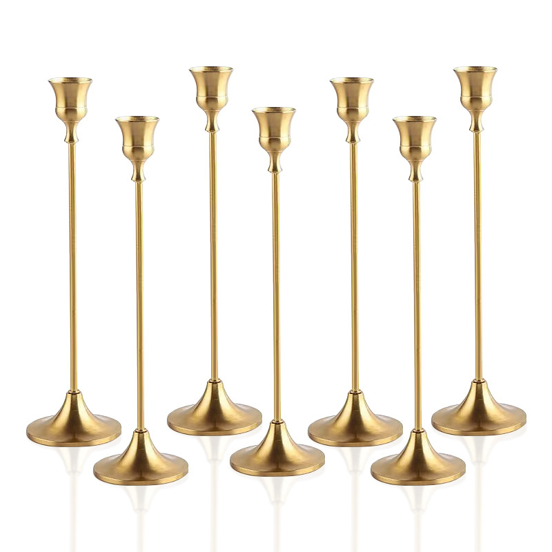 Tall Stick Gold Black Metal Tea Light Pillar Candles Holders Votive Wedding Taper Candle Holder