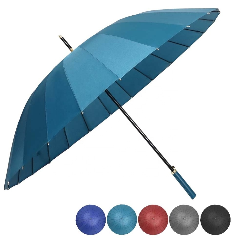 Wholesale Glass Fiber Automatic16K Custom Cane Large Luxury Double Layer Golf Umbrella With Logo Printing