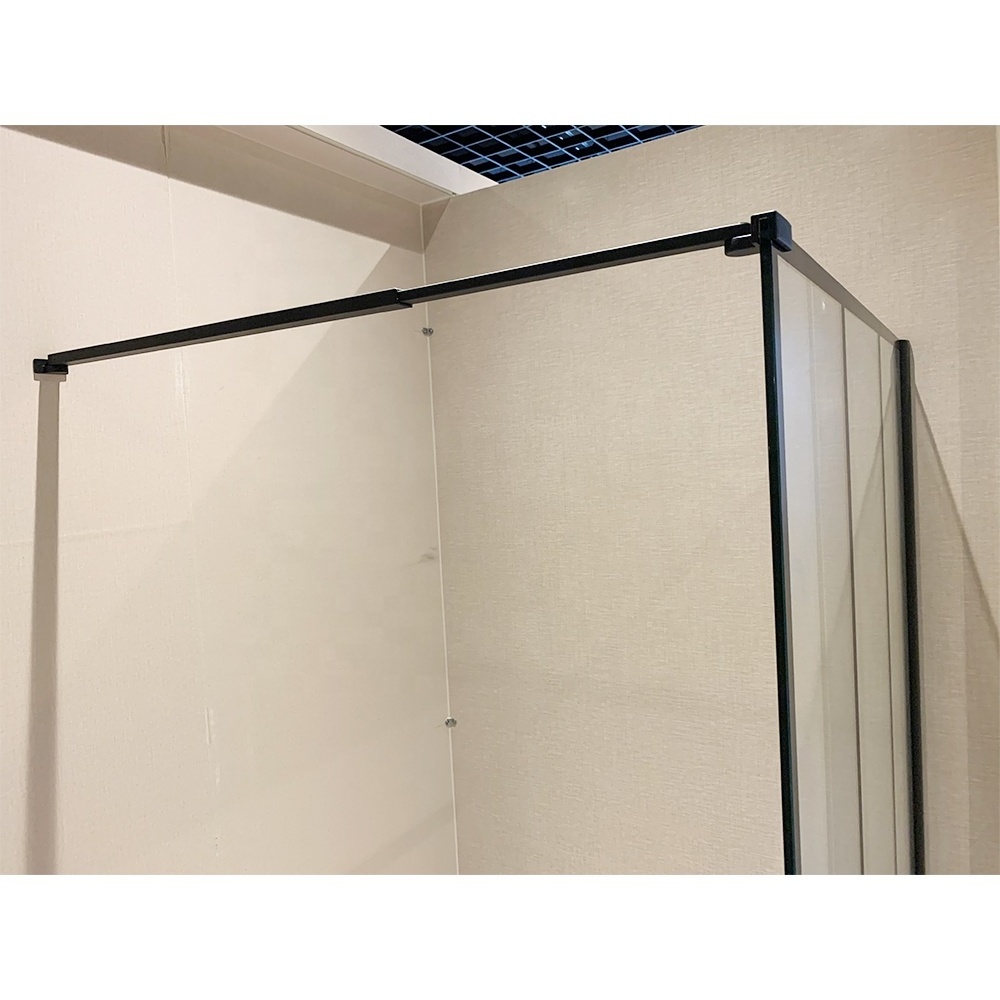 Shower Screen Vertical Stripe Black Patined Tempered Glass French Shower Door