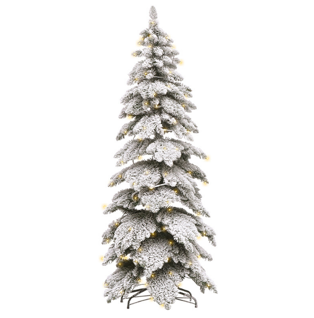 Pencil Xmas Tree Prelit Snow Flocked LED Christmas Trees For Christmas Decor