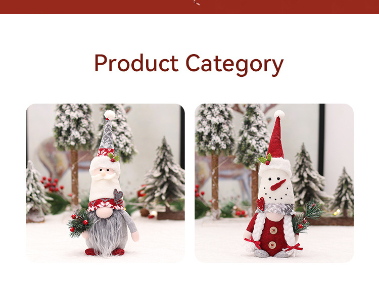 2023 New pattern xmas santa knitted hat elf christmas gnome couple doll decoration