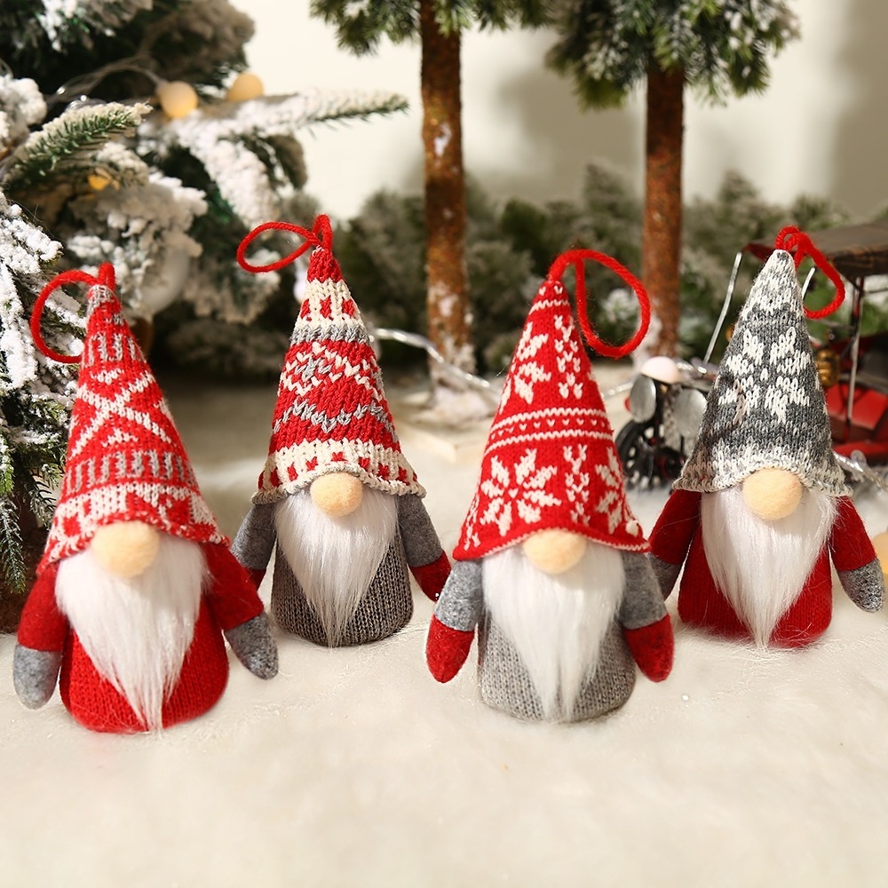 2023 Glowing led light up xmas santa knitted hat elf christmas gnome dwarf couple doll decoration