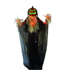 Haunted House Party Creepy Shrilling Sound Halloween Animated Hanging Light Up Pumpkin Ghost